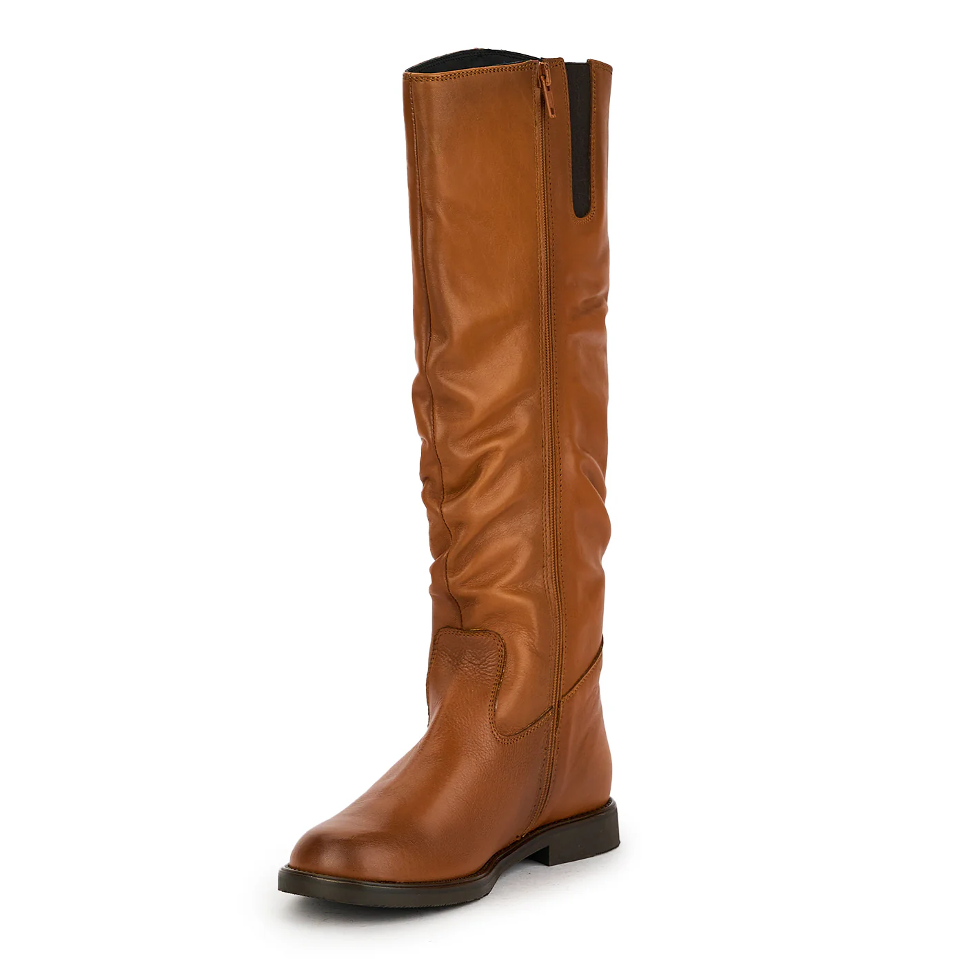 Cizme dama din piele naturala maro cu elastic pe pulpa 17325 - Image 3