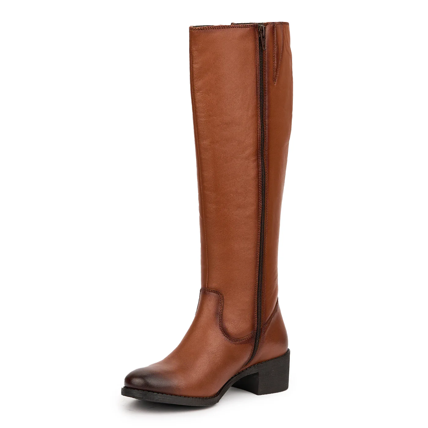 Cizme dama din piele naturala maro cu toc 5 cm 14548 - Image 3