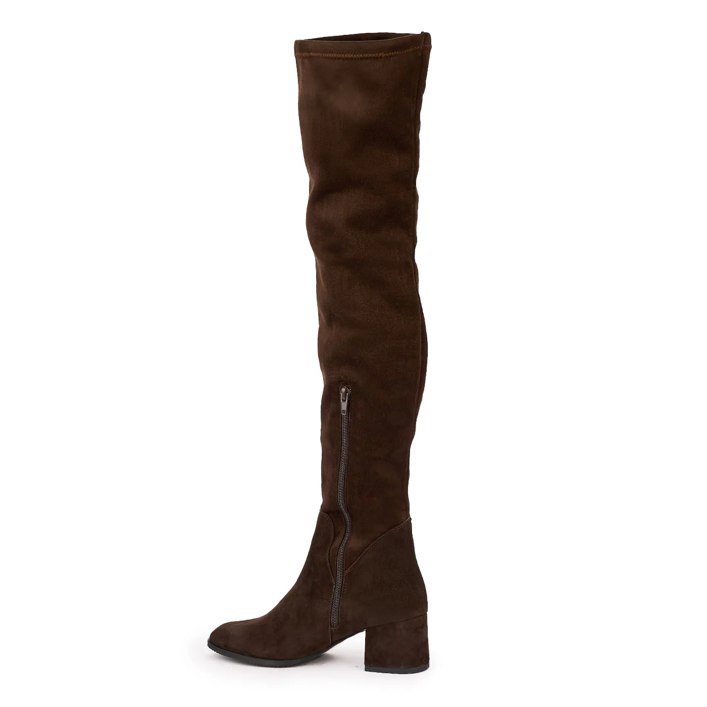 Cizme dama din piele naturala maro cu toc gros 6 cm 17135 - Image 2