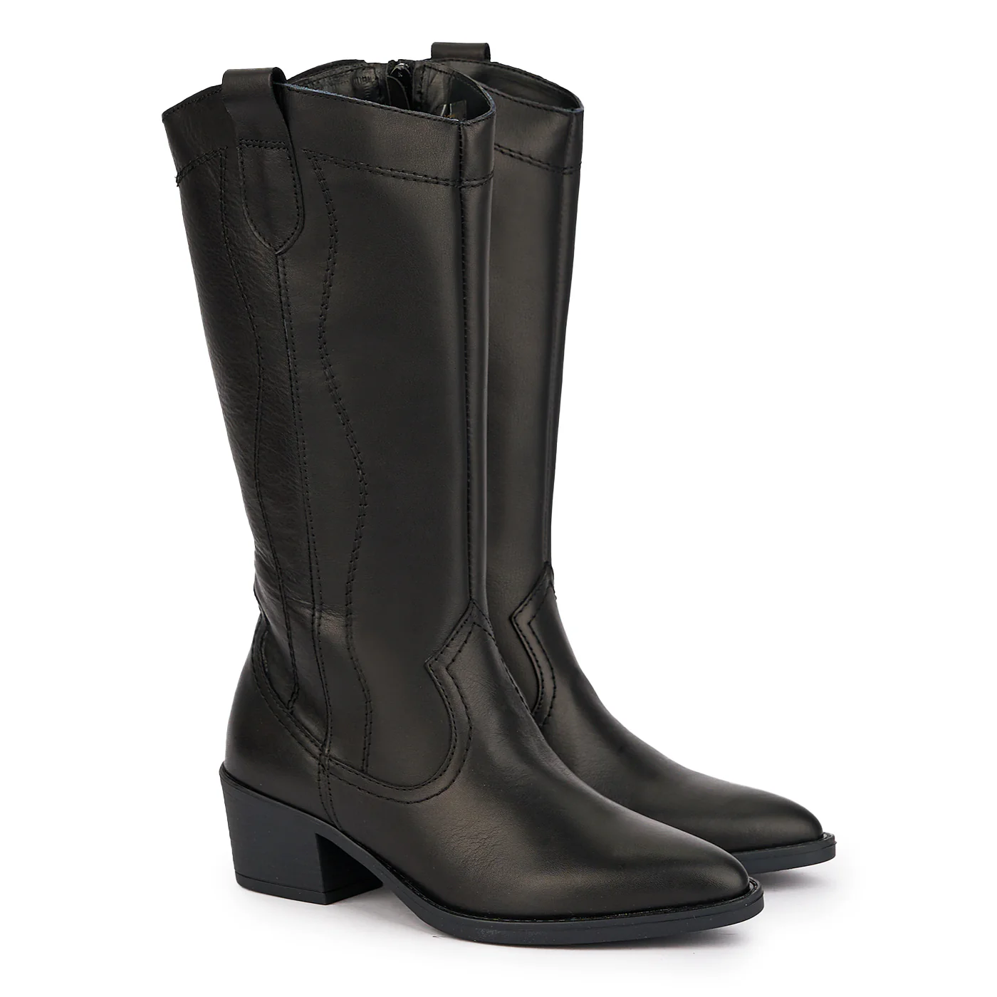 Cizme dama din piele naturala neagra cu toc 5 cm 17032 - Image 4