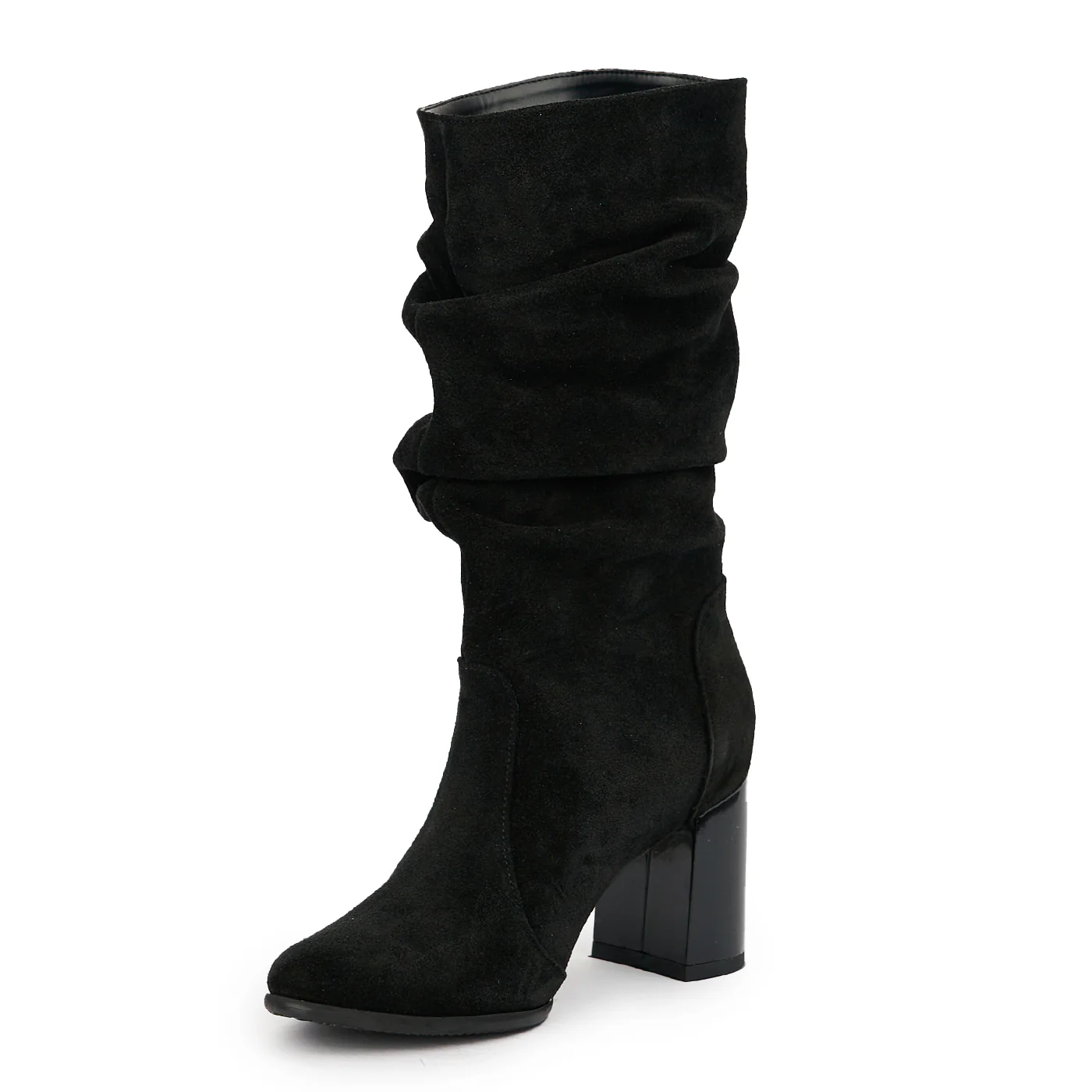 Cizme dama din piele naturala neagra cu toc gros 7.5 cm 14798 - Image 3