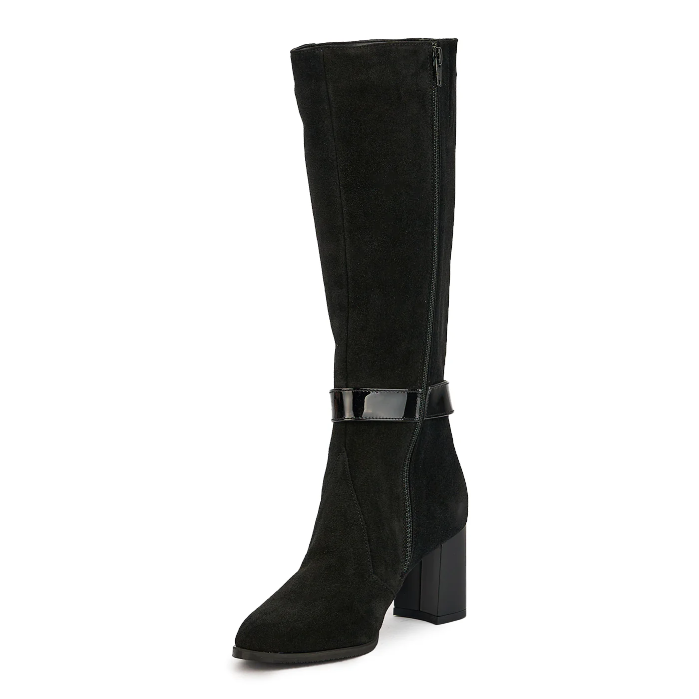 Cizme dama din piele naturala neagra cu toc gros 7.5 cm 17370 - Image 3