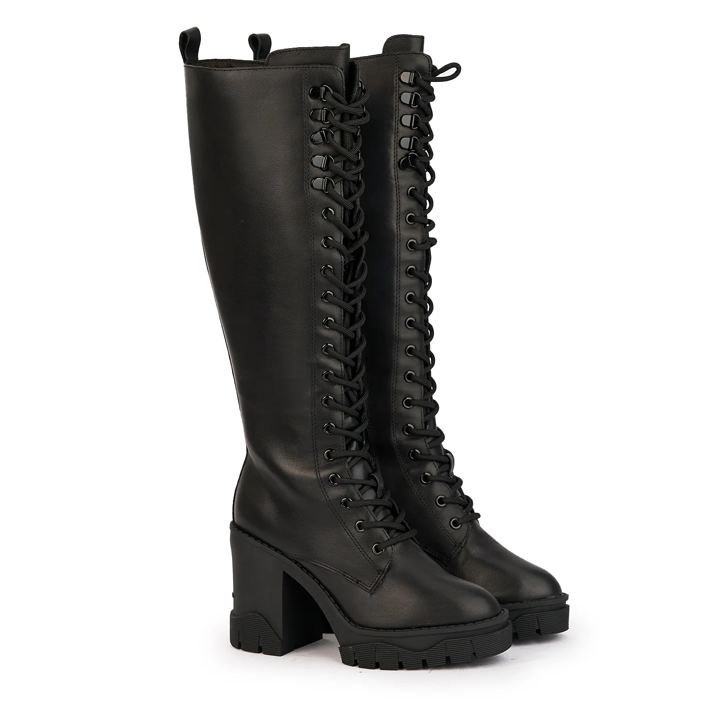 Cizme dama din piele naturala neagra cu toc gros 9.5 cm 17054 - Image 4