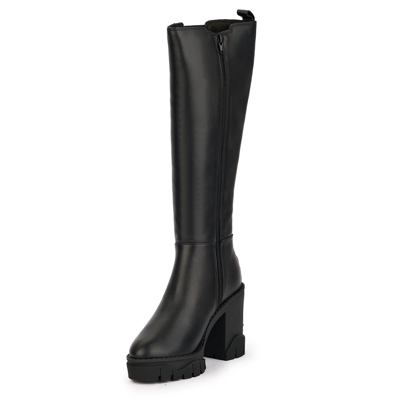 Cizme dama din piele naturala neagra cu toc gros 9 cm 17053 - Image 3