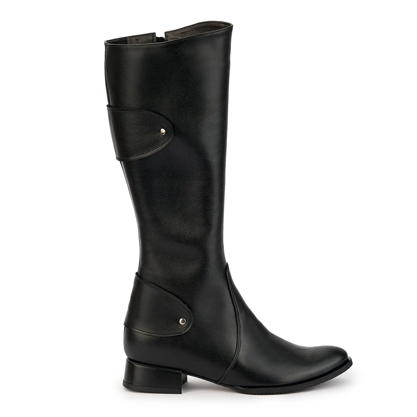 Cizme dama din piele naturala neagra cu toc mic 3 cm 17368