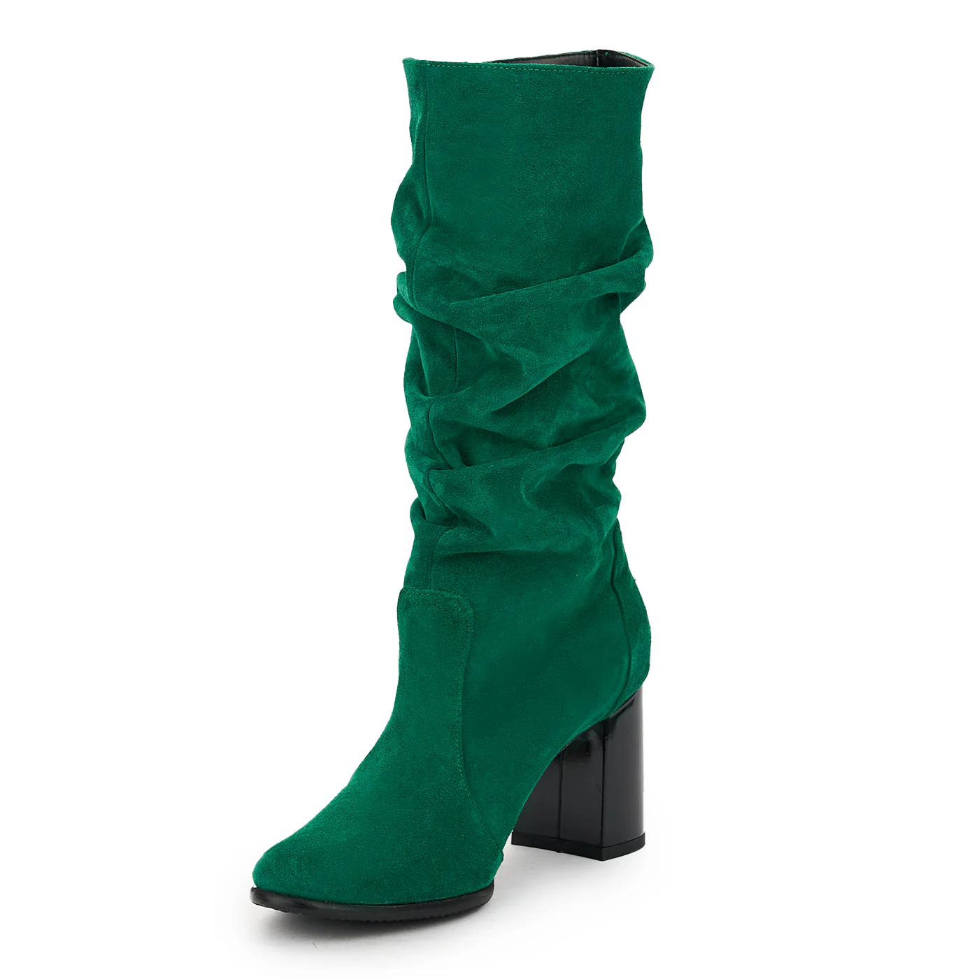 Cizme dama din piele naturala verde cu toc gros 7.5 cm 14927 - Image 3