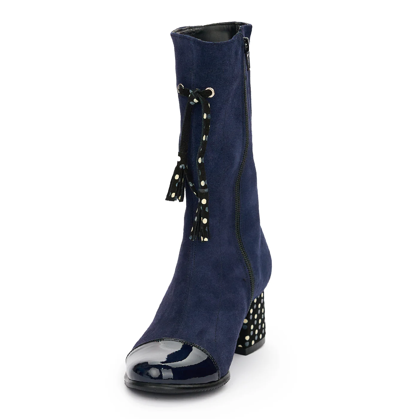 Cizme Dama Elegante cu Toc Gros din Piele Naturala Bleumarin 12352 - Image 3