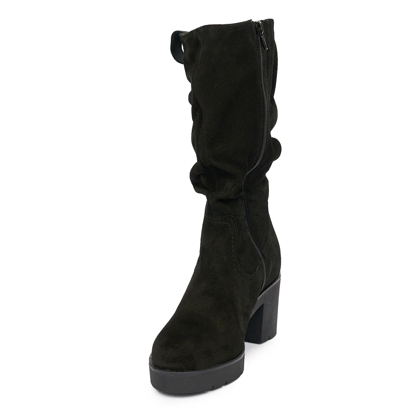 Cizme Dama Elegante cu Toc Mic din Piele Naturala Neagra 12006 - Image 3