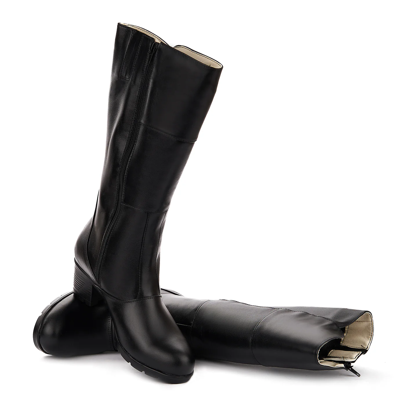 Cizme Dama Lungi Piele Naturala Toc 8 Cm Culoare Negru 3166 - Image 4