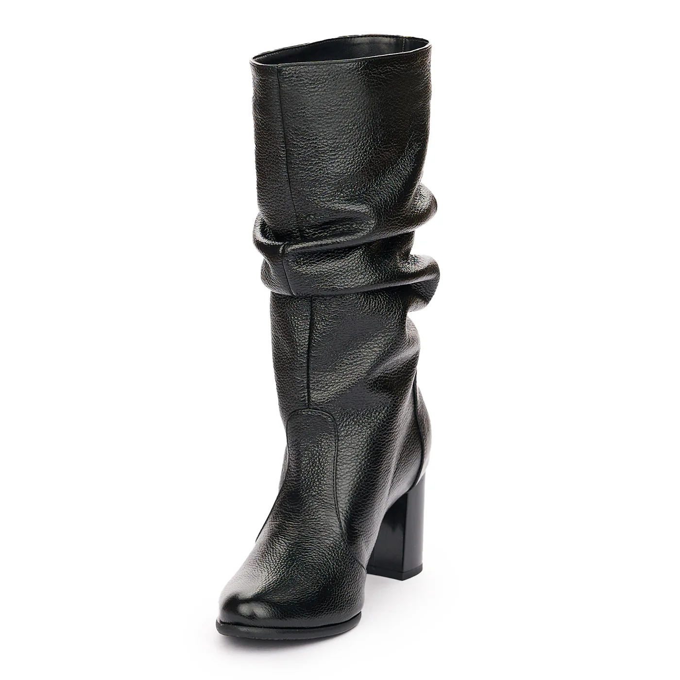 Cizme Dama Negre Lungi cu Toc 7.5 Cm din Piele Naturala Negre 10921 - Image 3