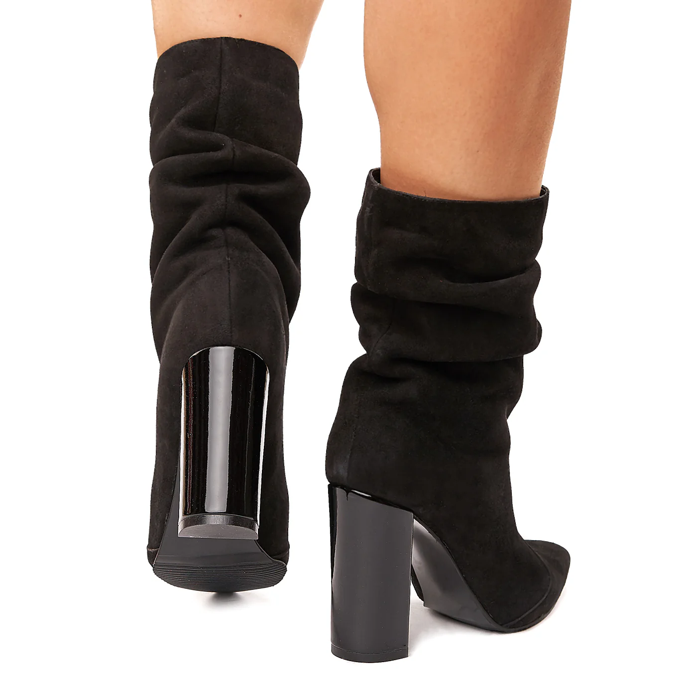 Cizme Dama Negre Piele Intoarsa Toc 10 Cm 6146 - Image 4