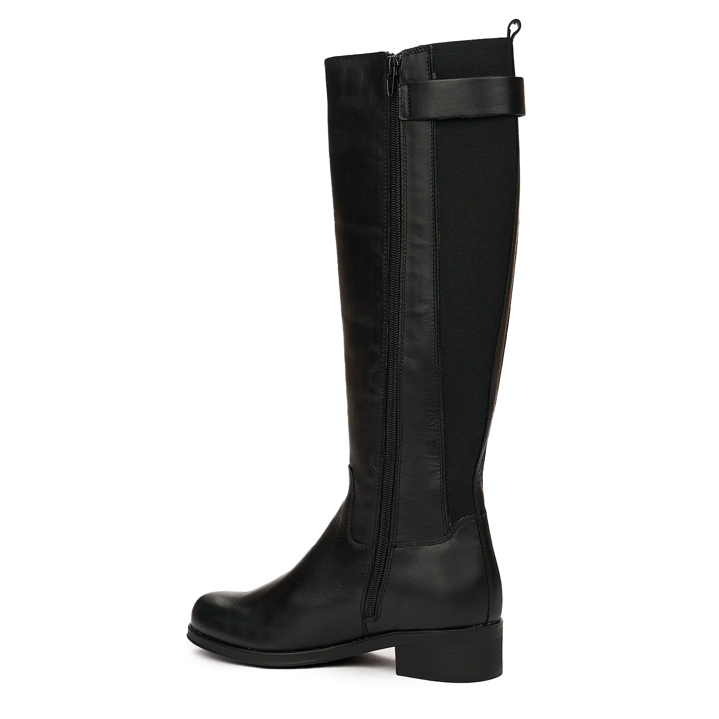 Cizme Lungi cu Toc Mic 3.5 Cm din Piele Naturala Culoare Negru 6685 - Image 3