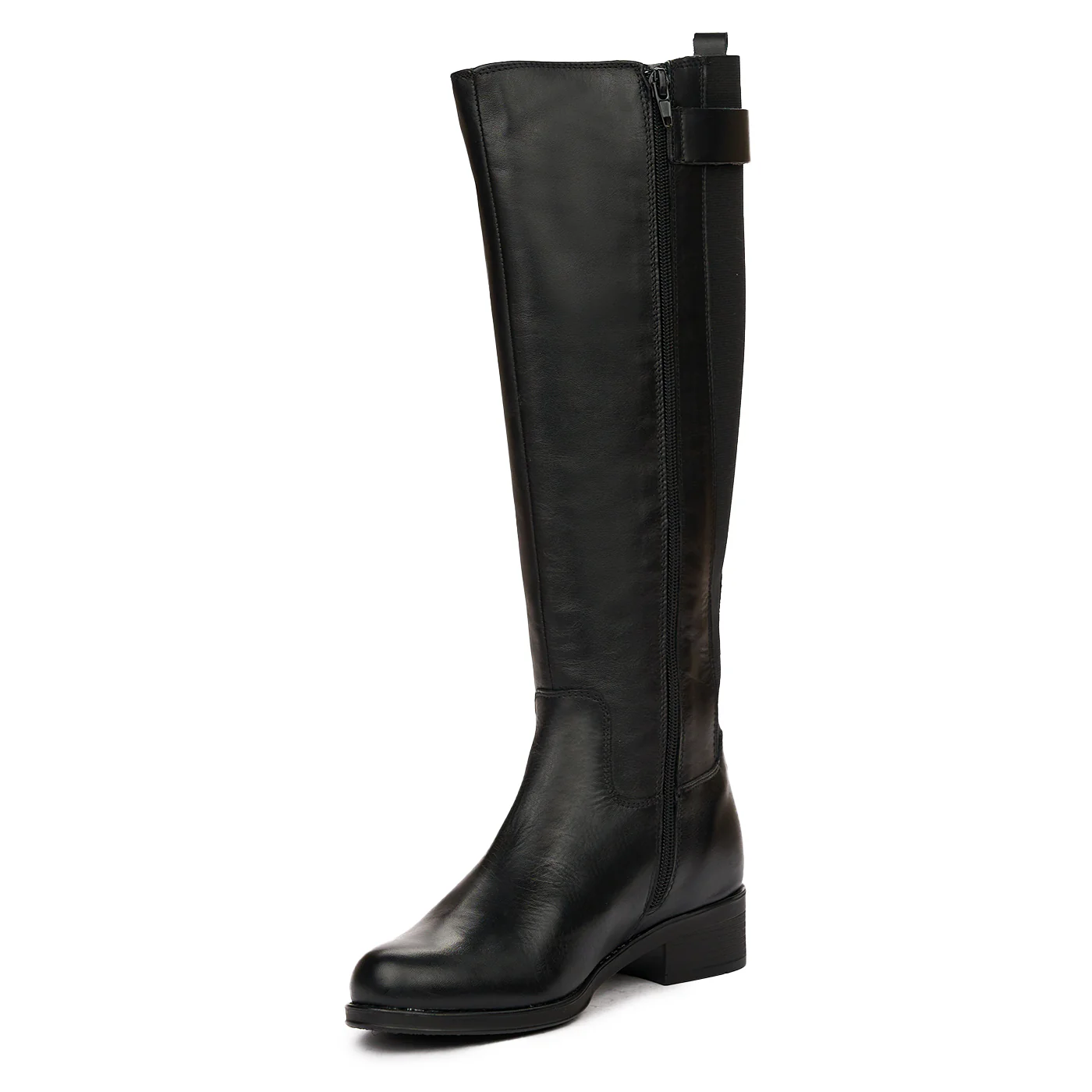 Cizme Lungi cu Toc Mic 3.5 Cm din Piele Naturala Culoare Negru 6685 - Image 4