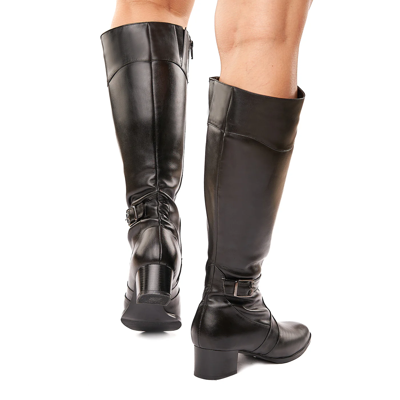 Cizme Lungi cu Toc Piele Naturala Neagra 6157 - Image 4