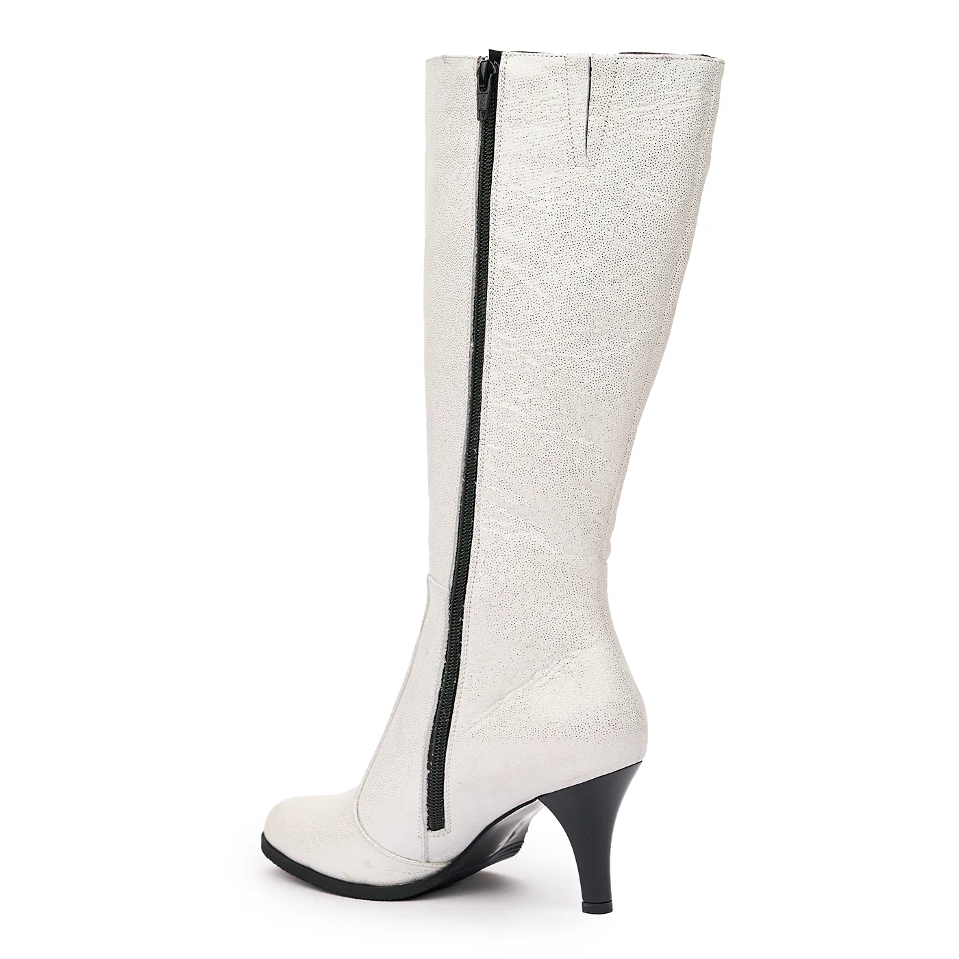 Cizme Lungi Dama cu Toc 8 Cm din Piele Naturala Culoare Alb 6529 - Image 3