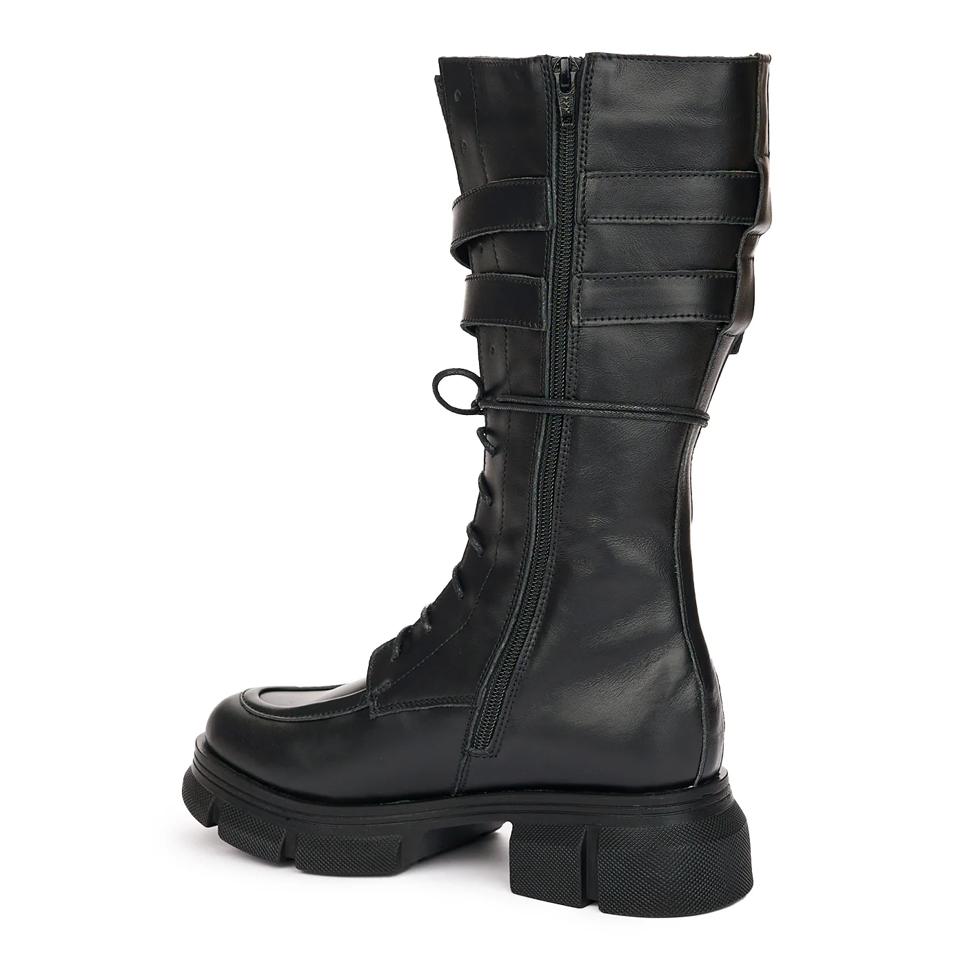 Cizme Negre cu Toc Gros 5 Cm din Piele Naturala 10914 - Image 2
