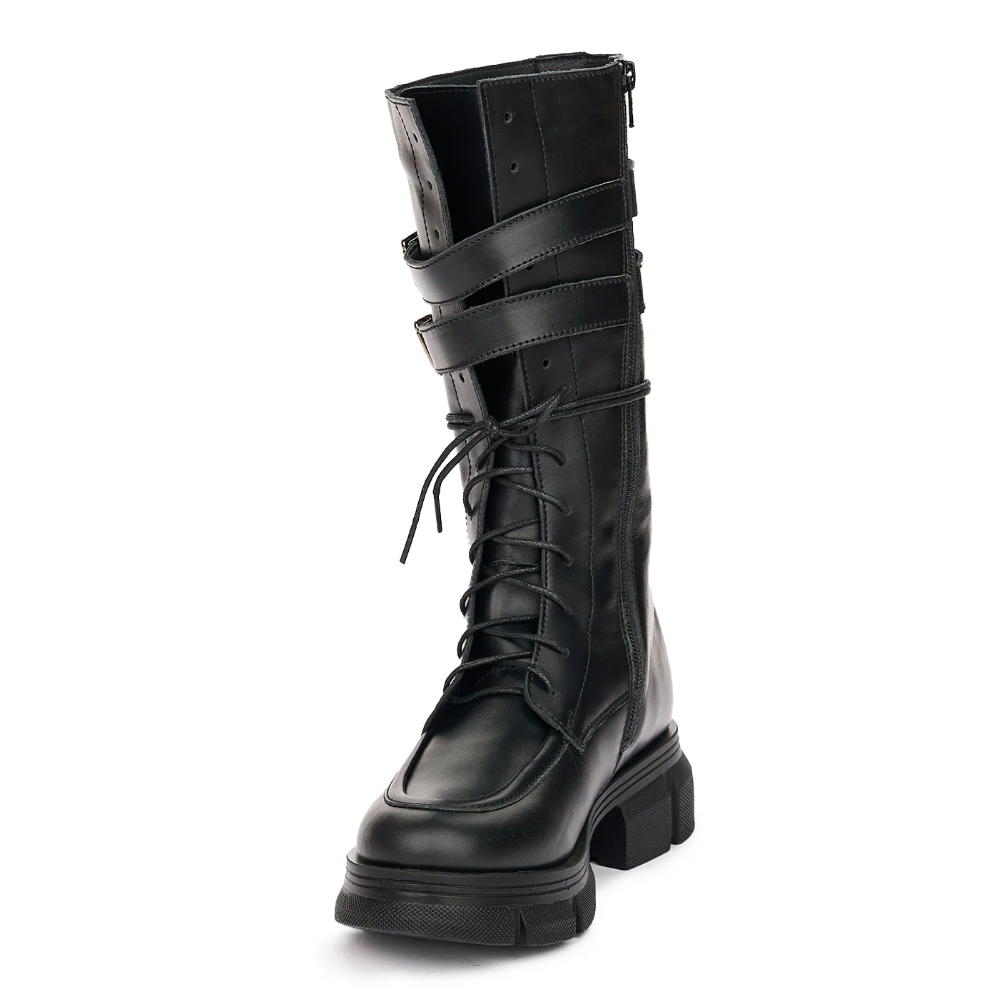 Cizme Negre cu Toc Gros 5 Cm din Piele Naturala 10914 - Image 3