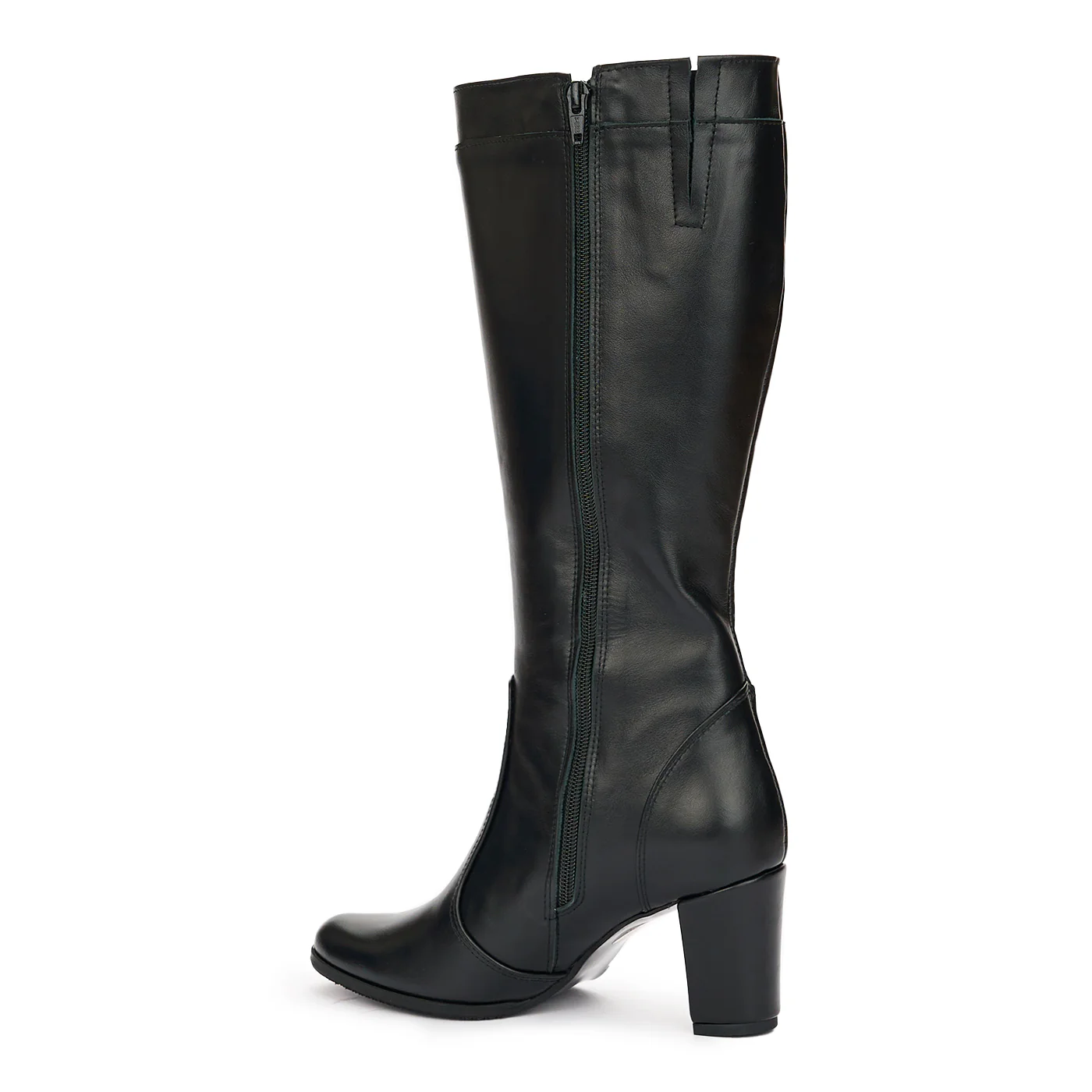 Cizme Negre Lungi Mulate Toc 7.5 Cm din Piele Naturala 12485 - Image 2