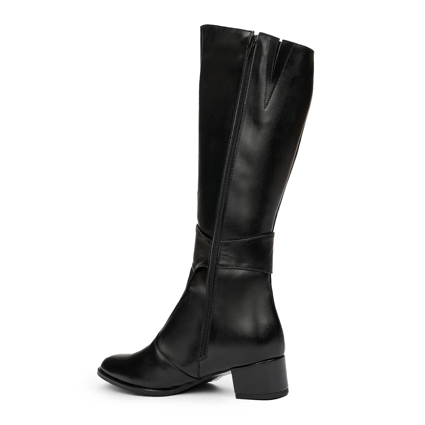 Cizme Negre pana la Genunchi Toc 5 Cm din Piele Naturala 6158 - Image 3