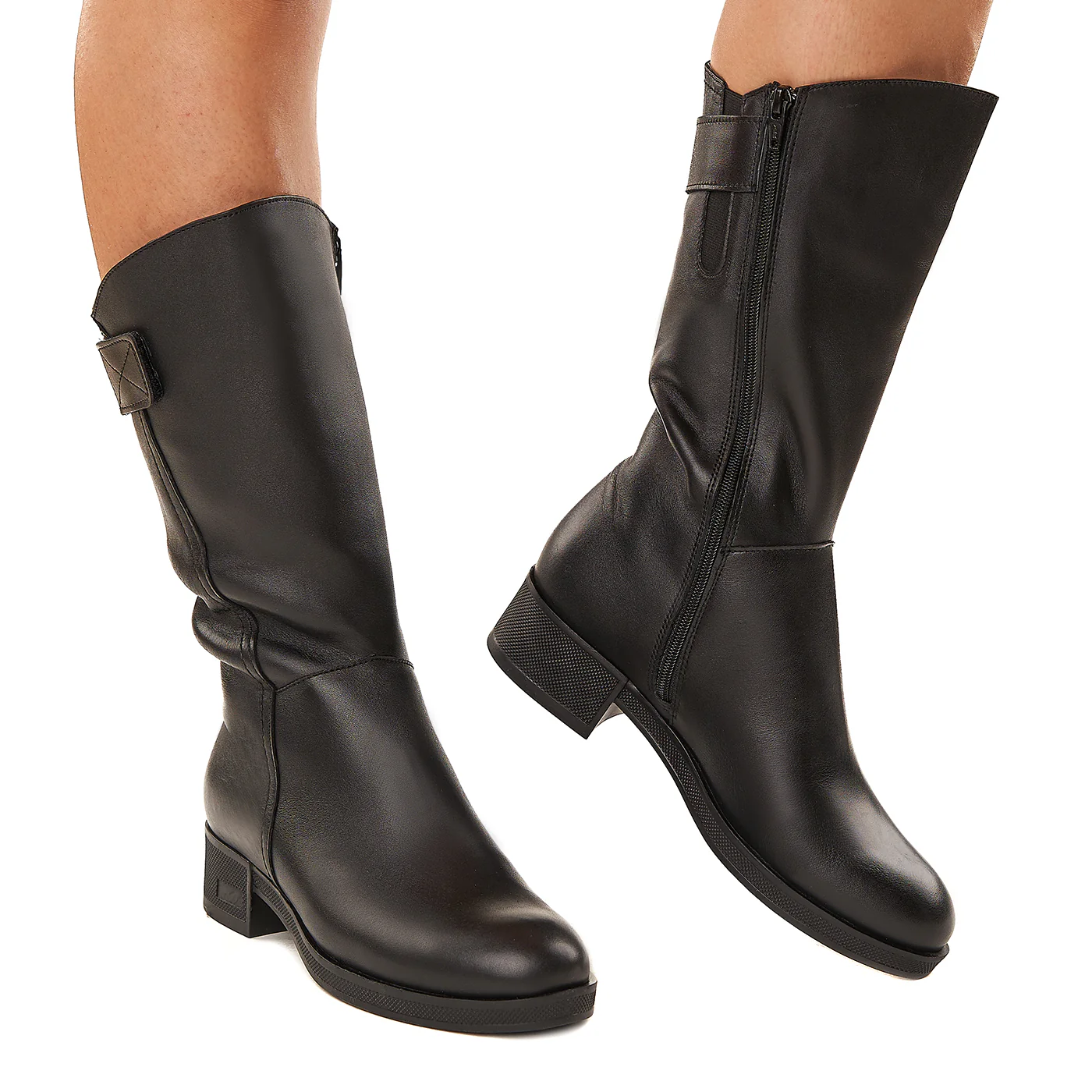 Cizme Piele Naturala cu Toc 4 Cm Culoare Negru 3373 - Image 2