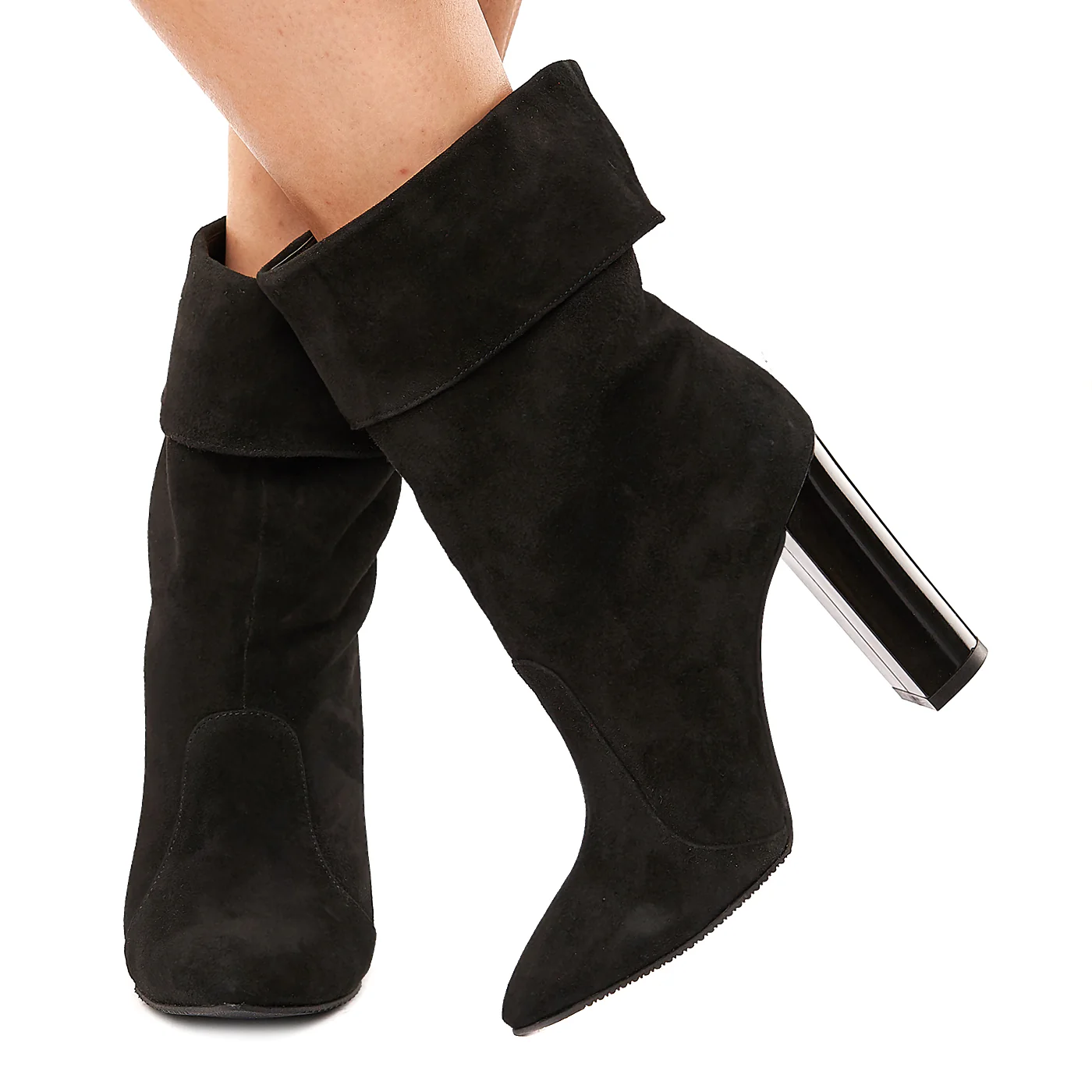 Cizme Scurte Dama cu Toc 10 Cm din Piele Naturala Neagra 6148 - Image 3