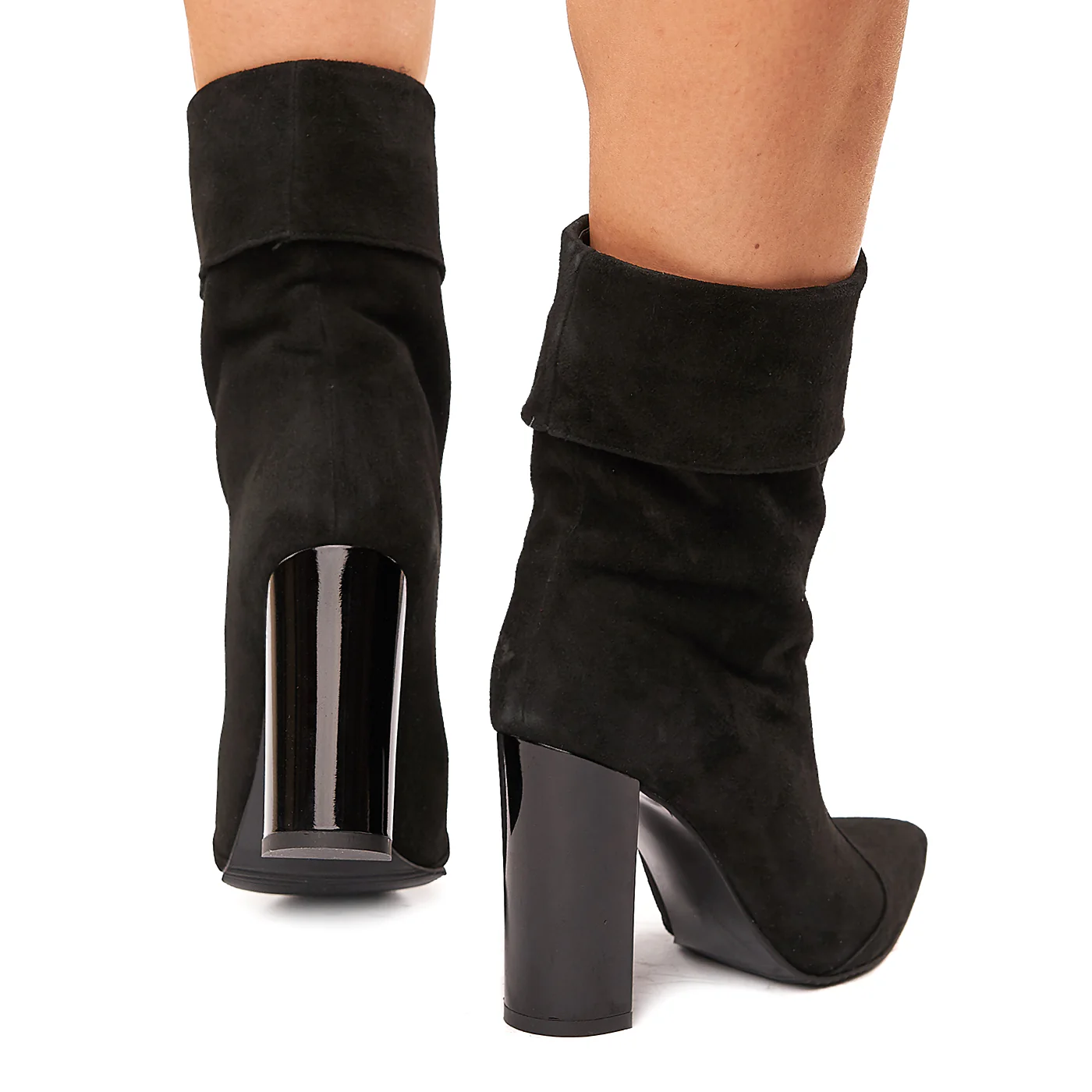 Cizme Scurte Dama cu Toc 10 Cm din Piele Naturala Neagra 6148 - Image 4