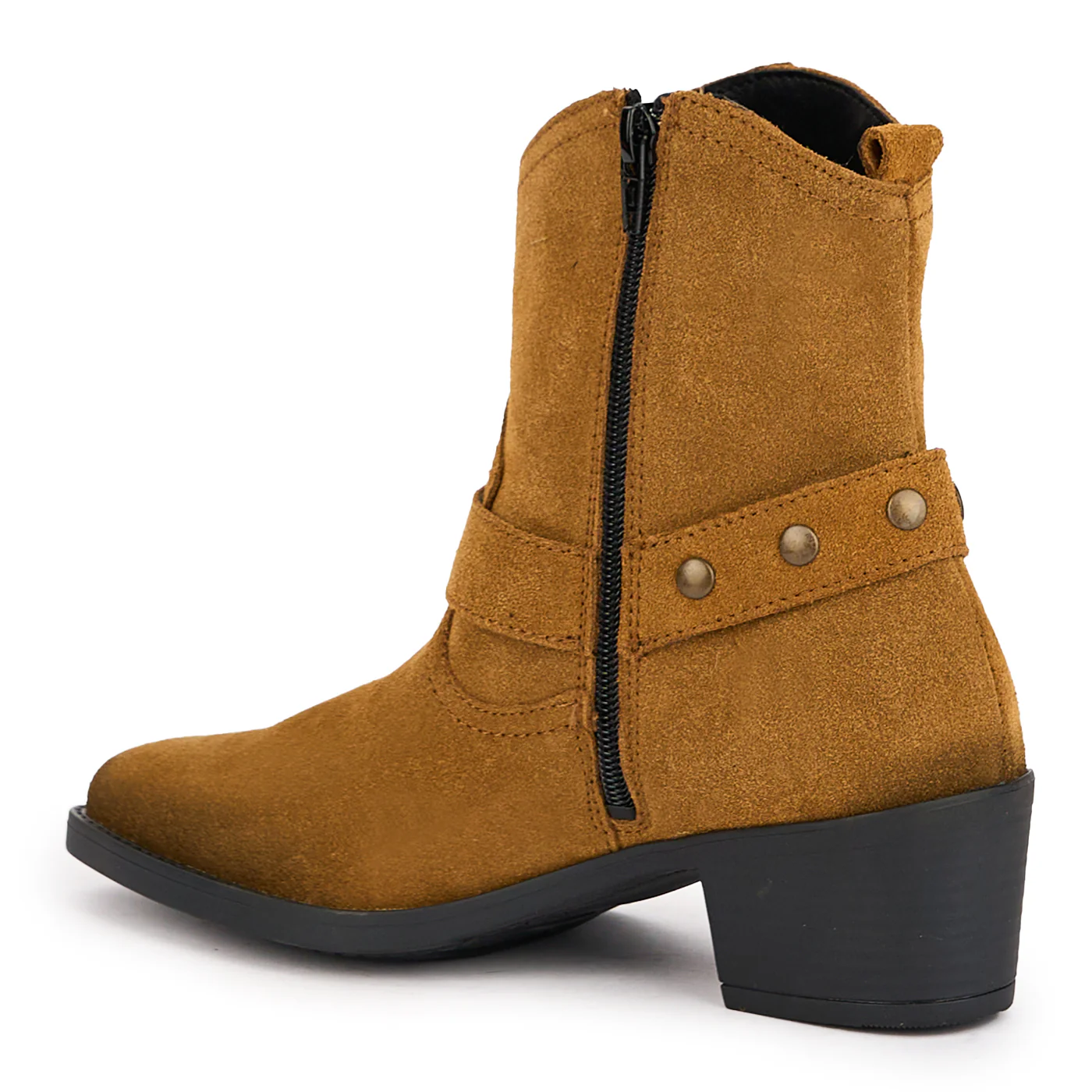 Cizme scurte dama din piele naturala maro cu toc 5 cm 17022 - Image 2