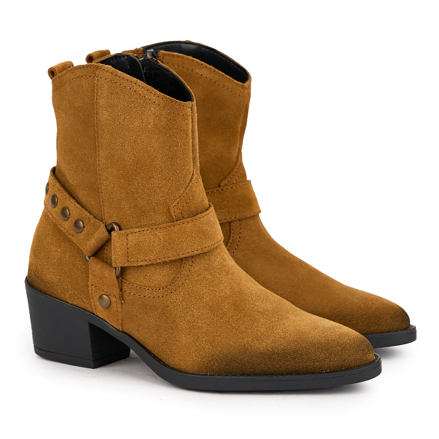 Cizme scurte dama din piele naturala maro cu toc 5 cm 17022 - Image 4