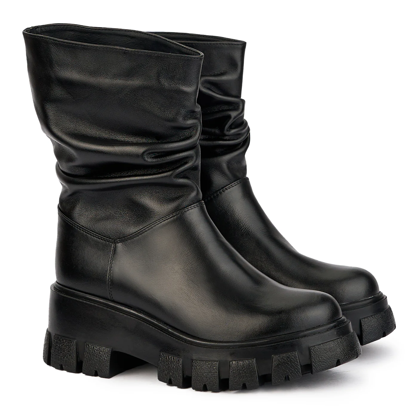 Cizme scurte dama din piele naturala neagra cu talpa inalta 17269 - Image 4