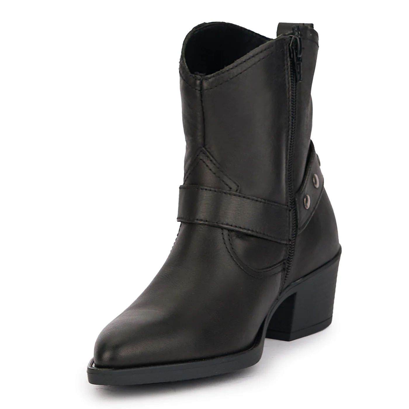 Cizme scurte dama din piele naturala neagra cu toc 5 cm 17023 - Image 3