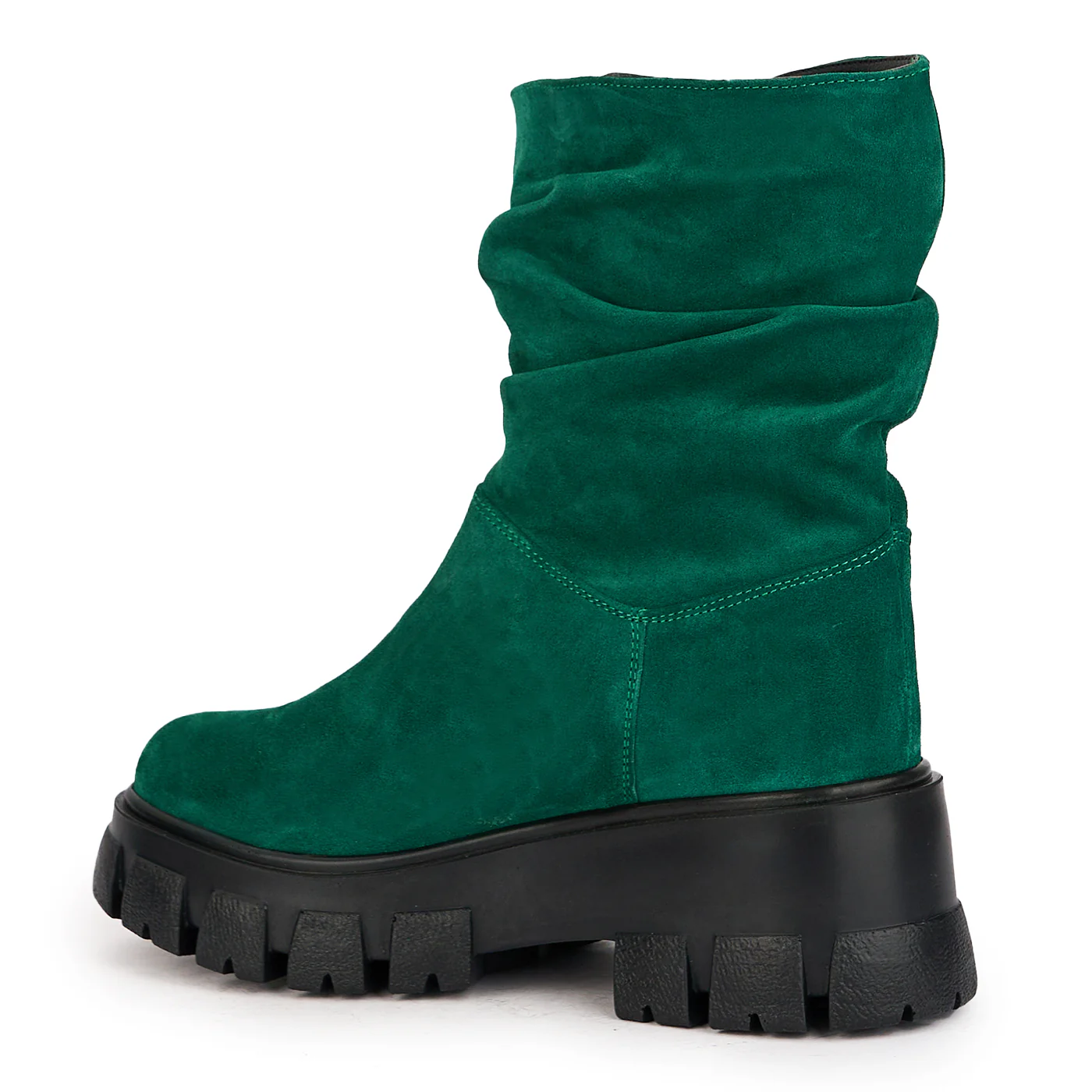 Cizme scurte dama din piele naturala verde cu talpa inalta 17189 - Image 2