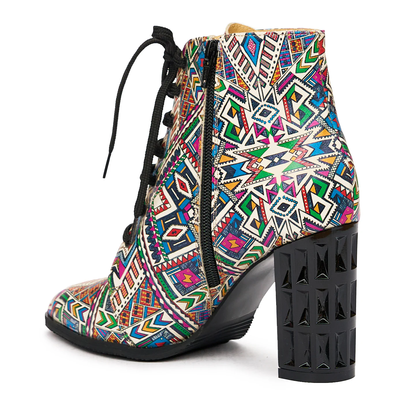 Cizme Scurte din Piele Naturala Toc 9 Cm Multicolor 6802 - Image 3