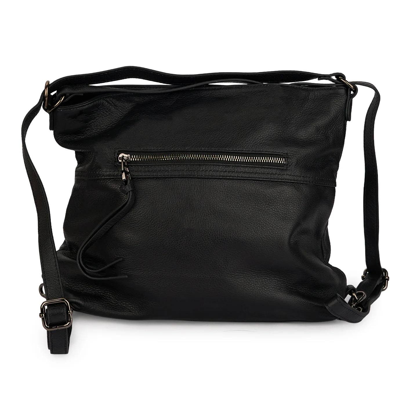 Geanta 2 în 1 dama din piele naturala neagra 21566 - Image 3