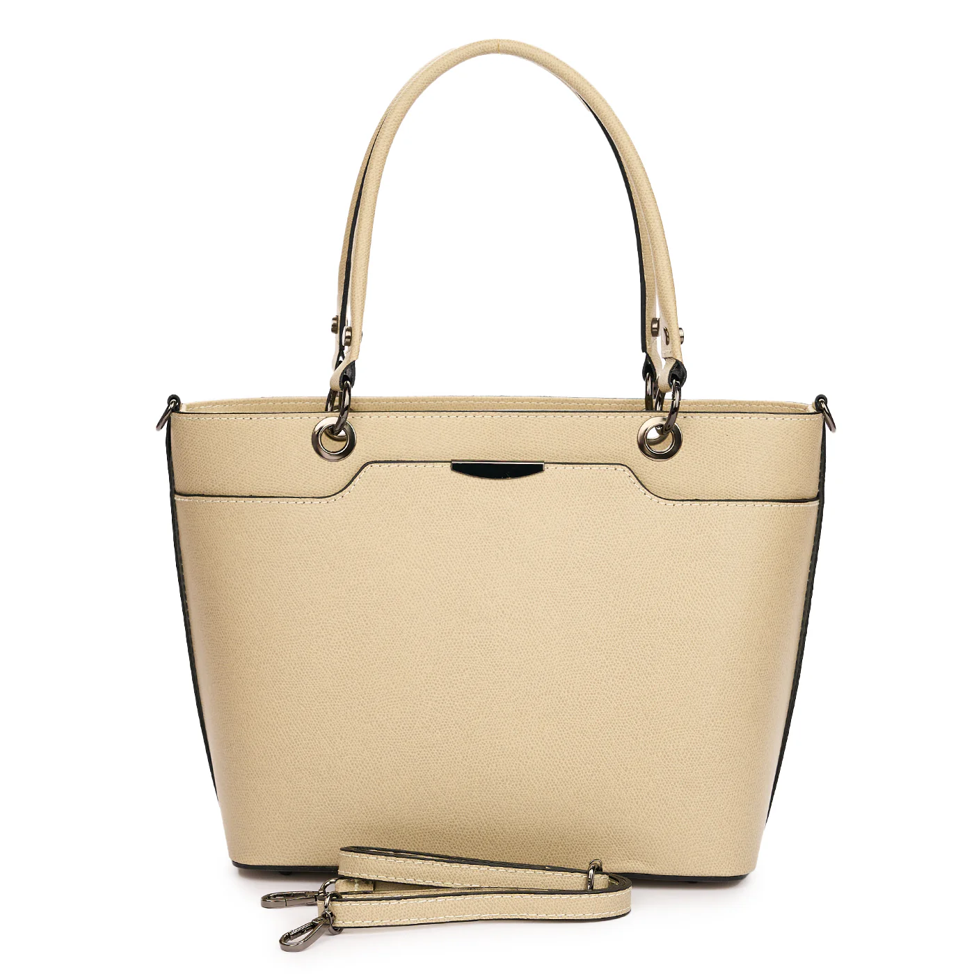 Geanta dama din piele naturala beige 11121