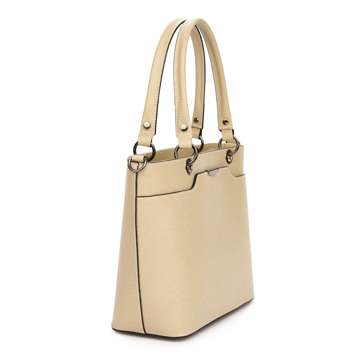 Geanta dama din piele naturala beige 11121 - Image 2