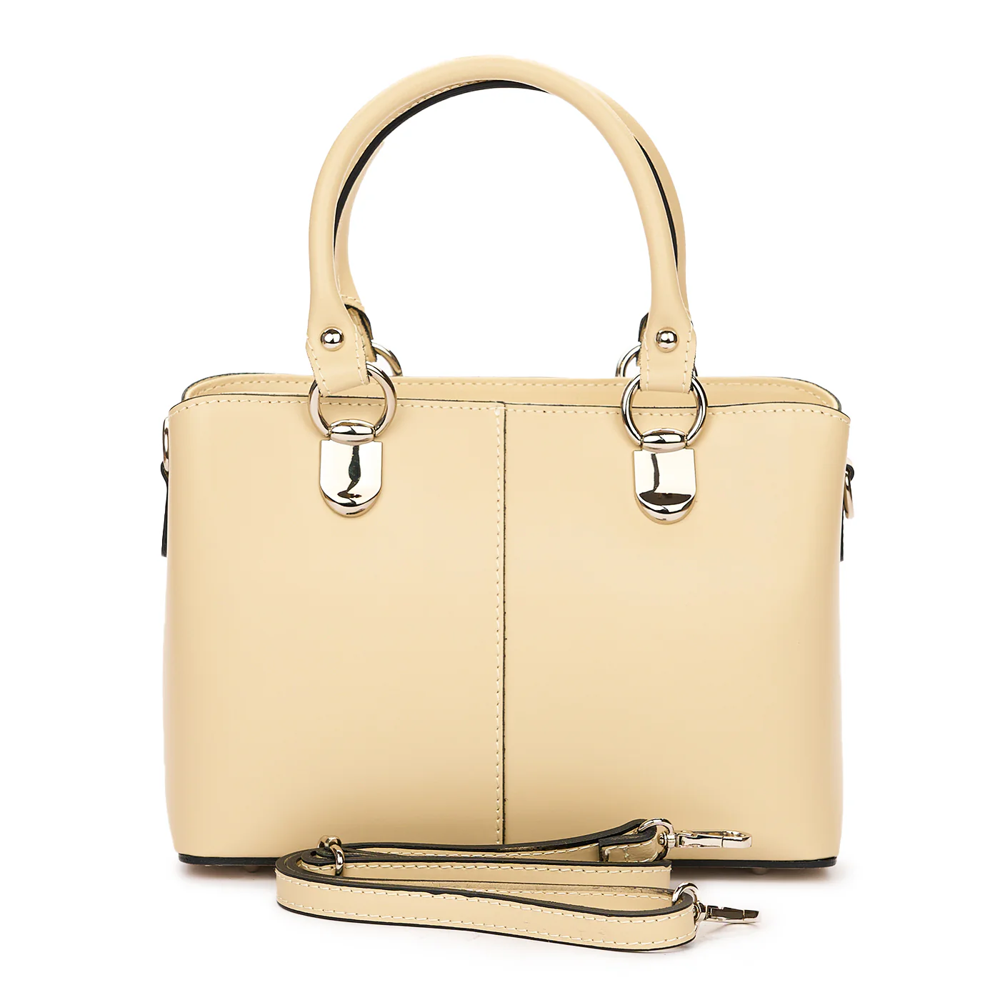 Geanta dama din piele naturala beige 11108