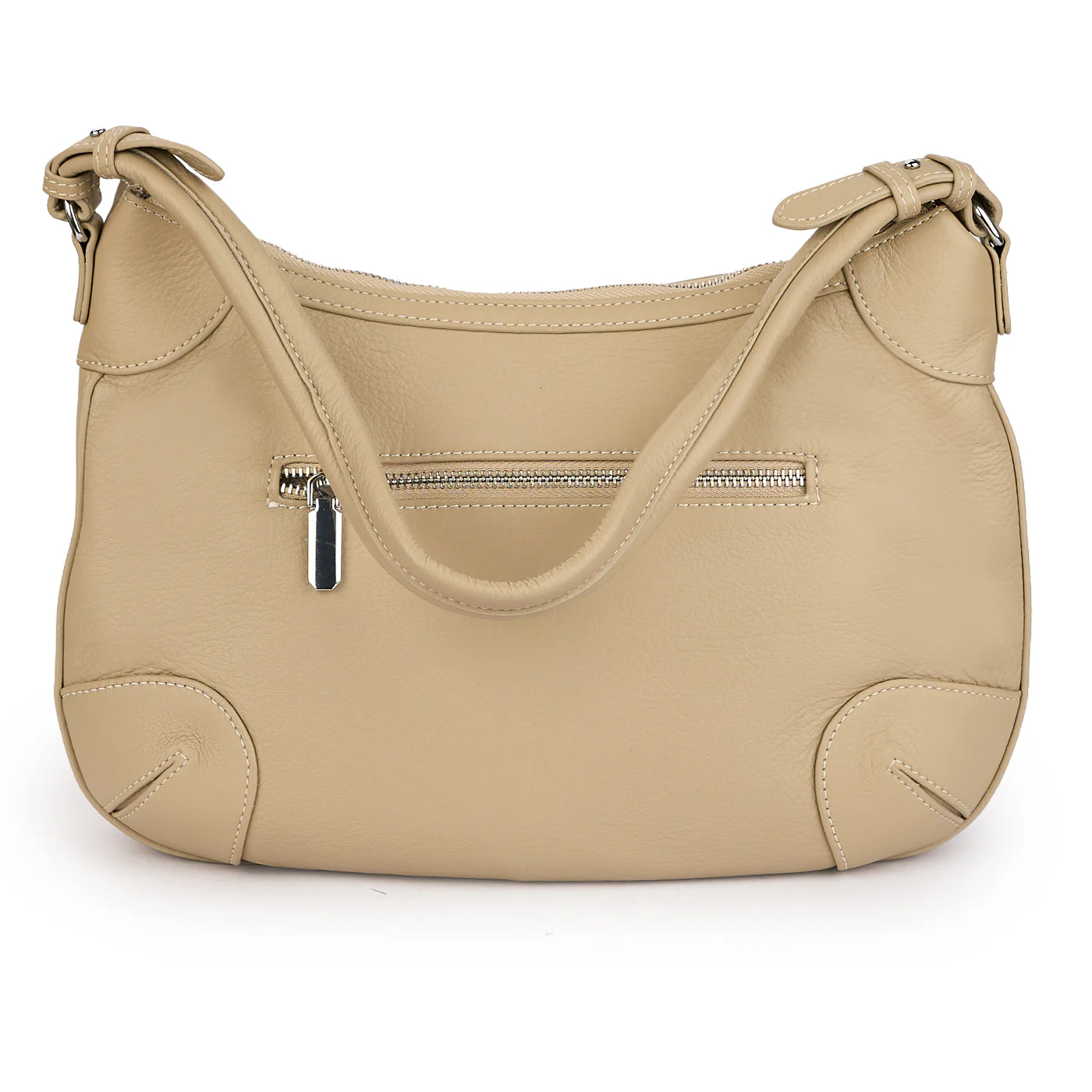 Geanta dama din piele naturala bej 21322 - Image 3