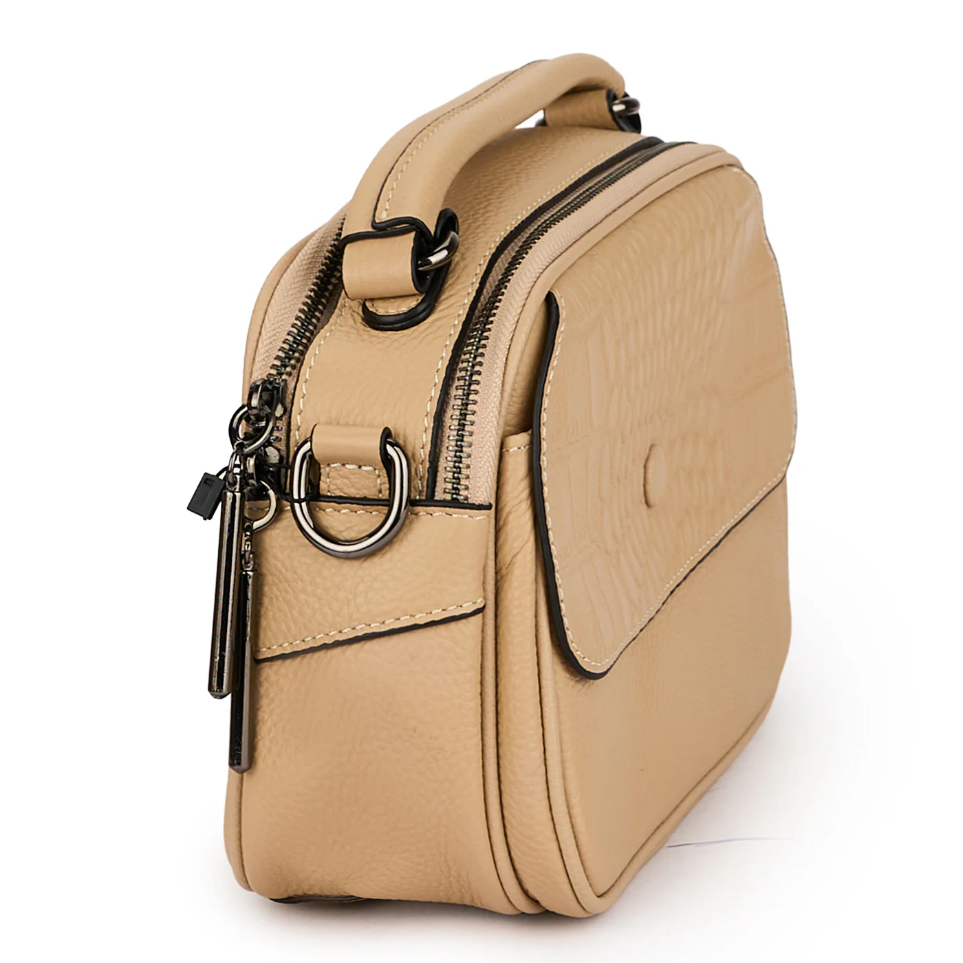Geanta dama din piele naturala bej 21435 - Image 2
