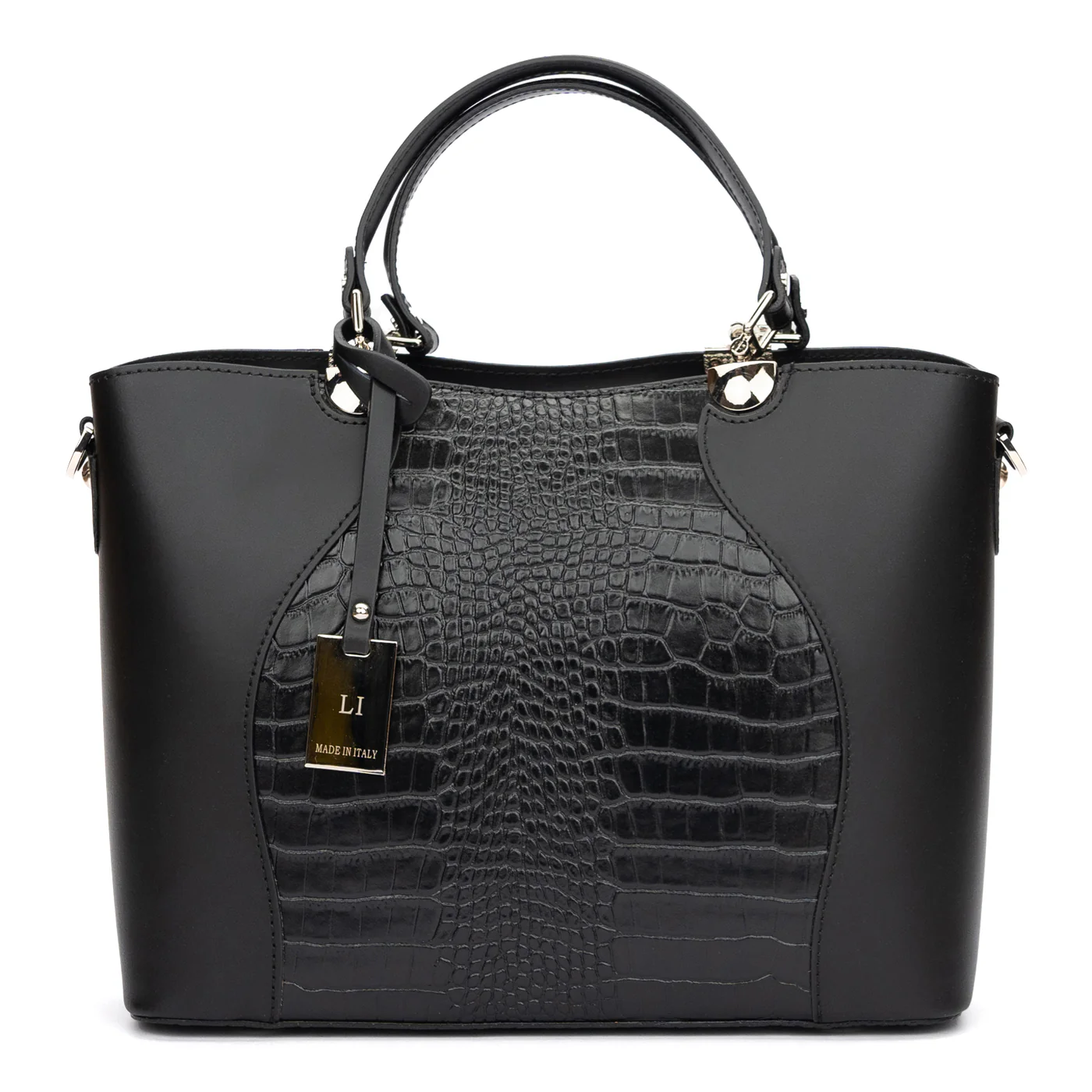 Geanta dama din piele naturala neagra 11035