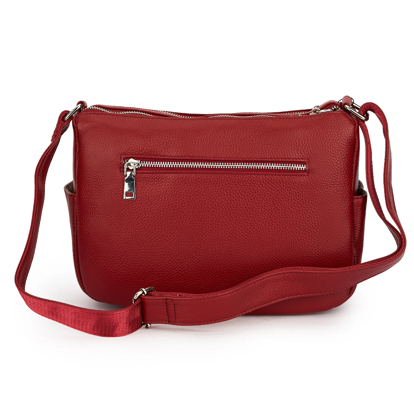 Geanta dama din piele naturala rosie 21656 - Image 3