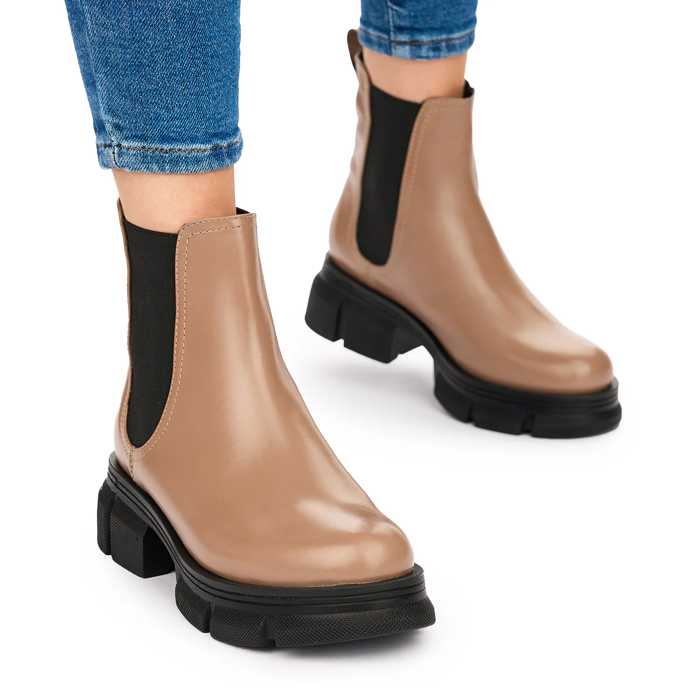 Ghete Bej Piele Naturala Talpa 5 Cm Casual 10720 - Image 2