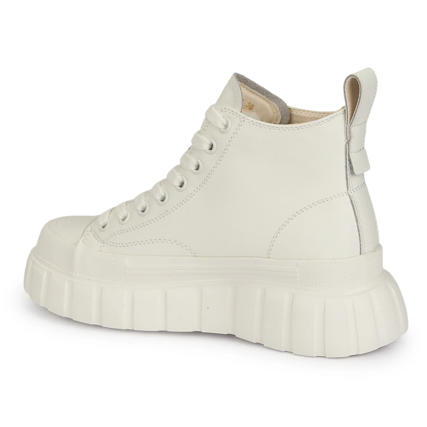 Ghete casual dama din piele naturala alba cu talpa inalta 6 cm 19067 - Image 2