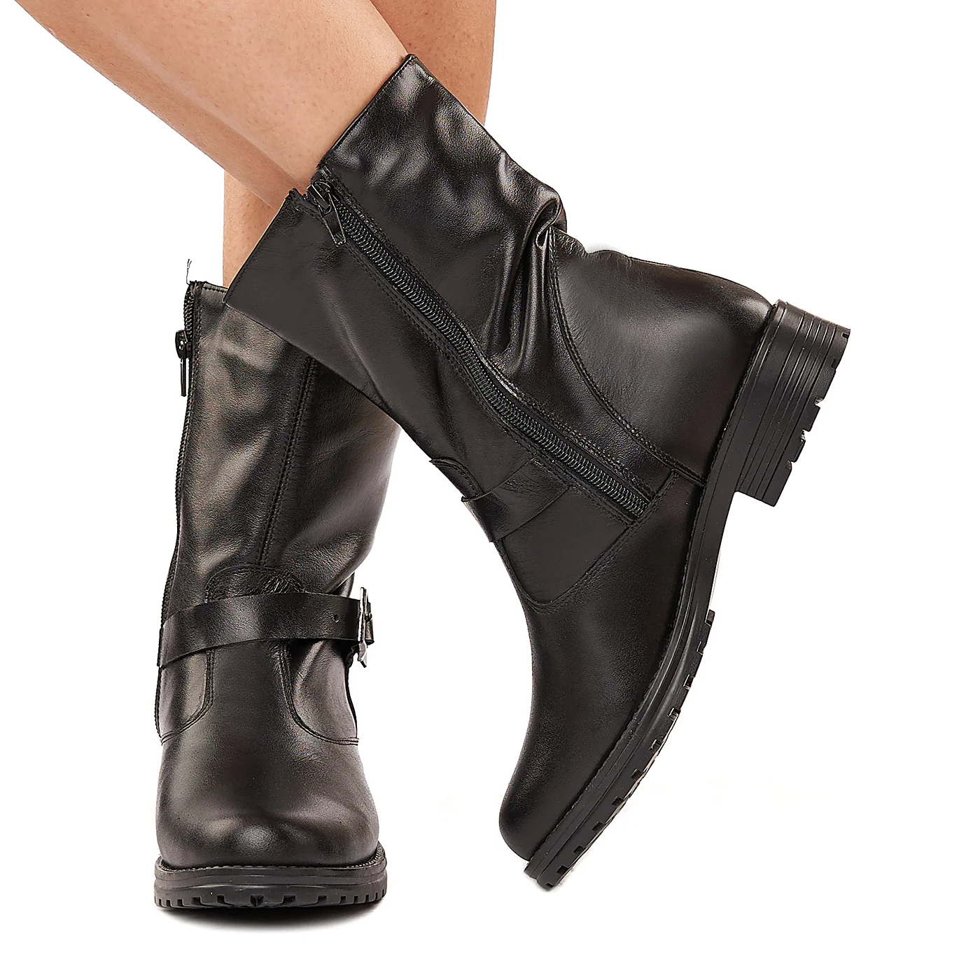 Ghete cu Blanita Dama din Piele Naturala Neagra 3306 - Image 3