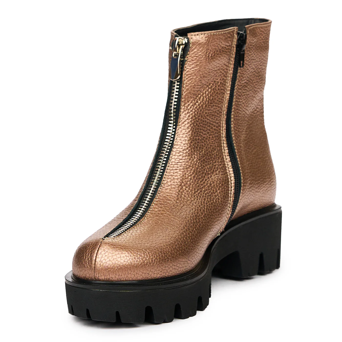 Ghete cu Toc Dama Piele Naturala Bronz 8383 - Image 4