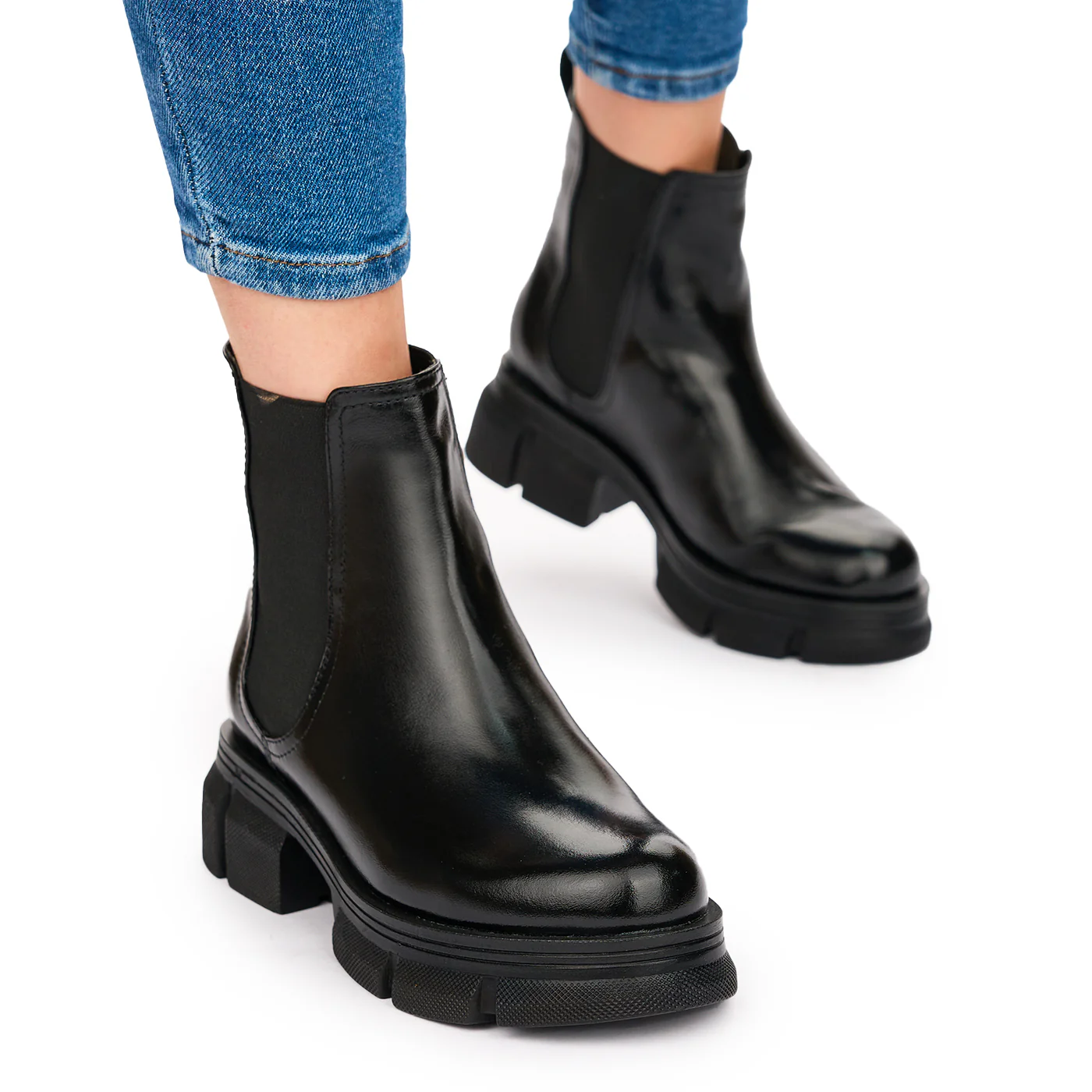 Ghete dama Casual Piele Naturala Negre cu Talpa 5 Cm 10823 - Image 2