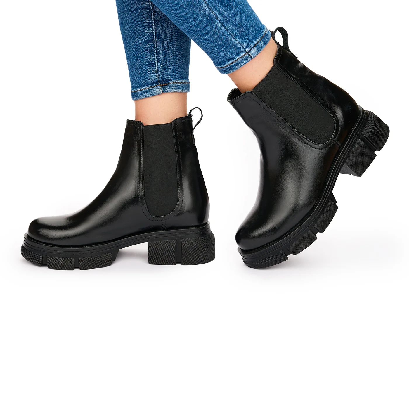 Ghete dama Casual Piele Naturala Negre cu Talpa 5 Cm 10823 - Image 3