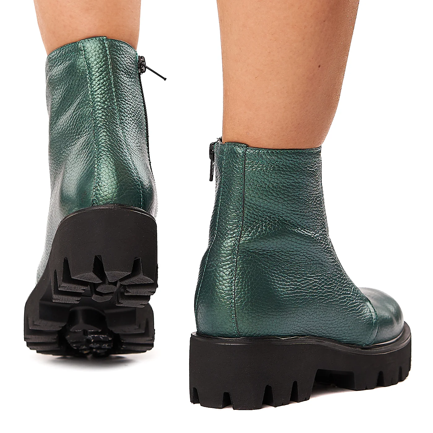 Ghete Dama cu Elastic din Piele Naturala Verde 3399 - Image 4