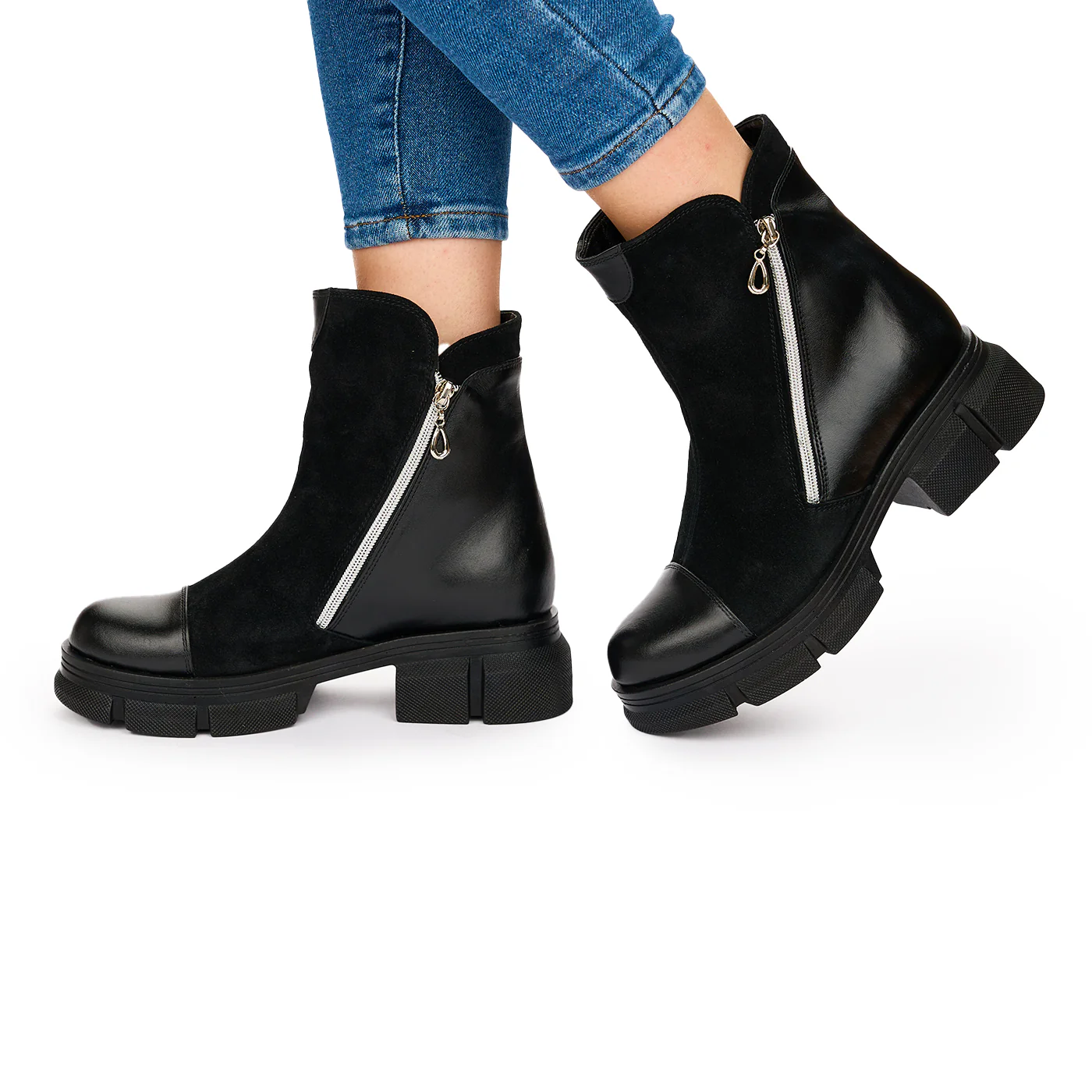 Ghete Dama cu Fermoar Talpa 5 Cm din Piele Naturala Neagra 10718 - Image 3