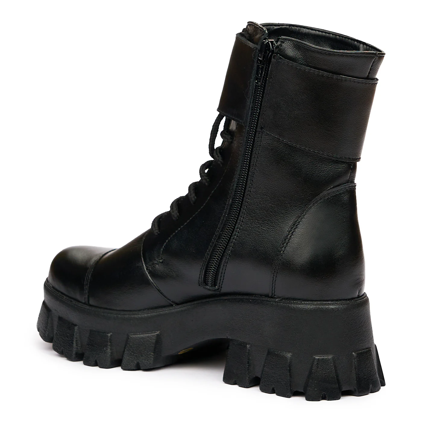 Ghete Dama cu Siret din Piele Naturala Negre  8382 - Image 3