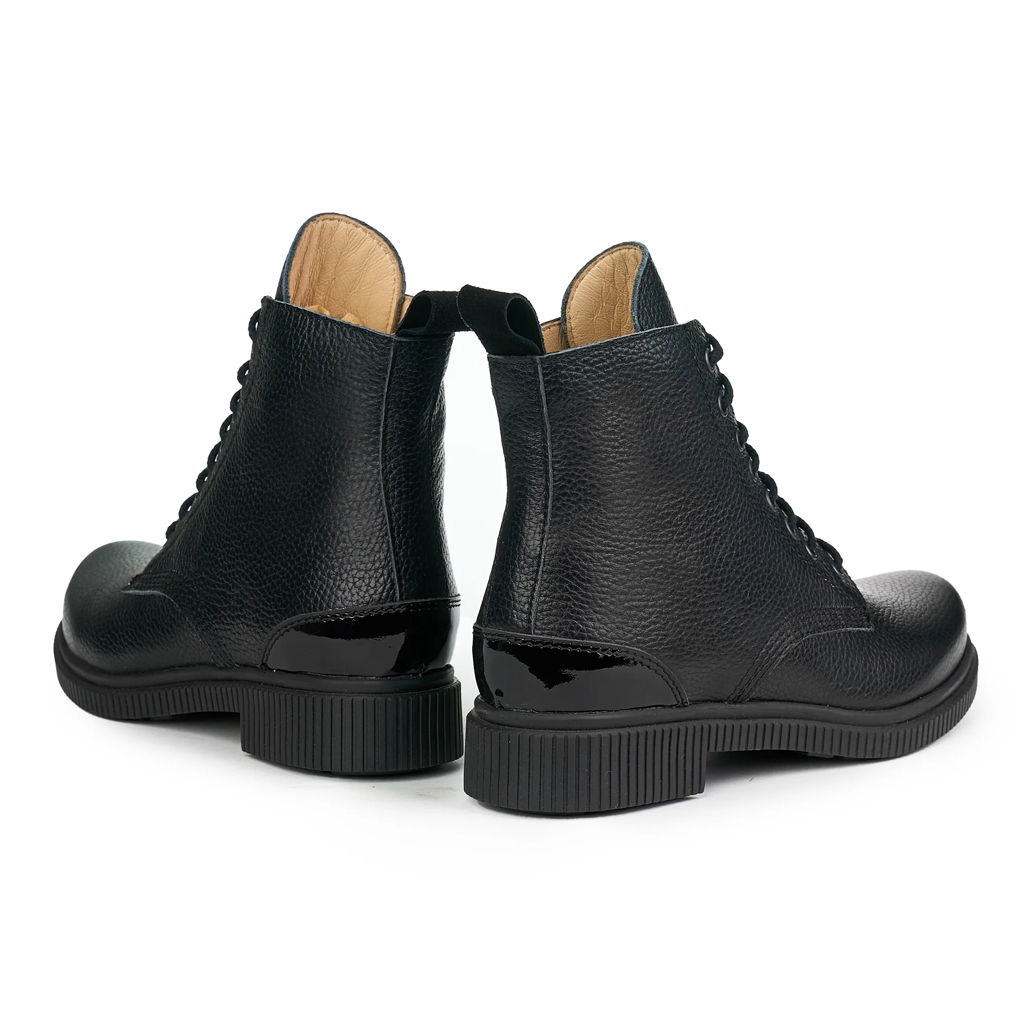 Ghete Dama de Piele Naturala cu Siret Casual Negre 12084 - Image 3